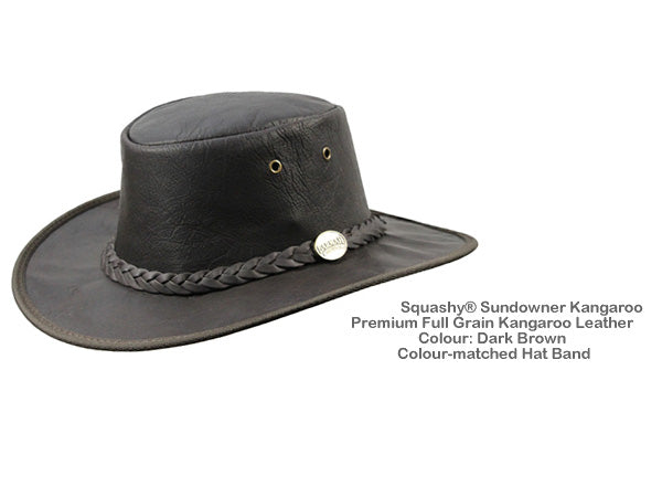 Barmah Sundowner Roo Classic Kangaroo Hat: Dark Brown, L