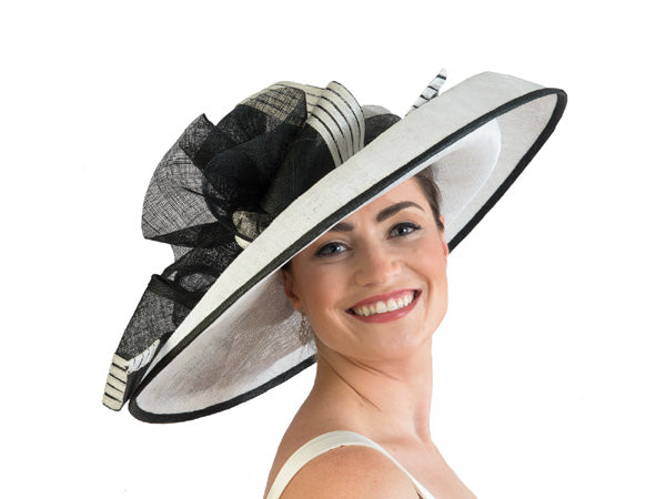 Alysia Wide Brim Sinamay Hat White – aztex-hats display picture 2