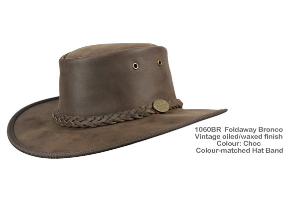 Dark Brown Barmah Hat Foldaway Bronco Made in Australia UV Protection