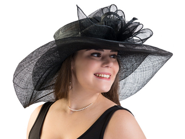 Regina Wide Brim Floppy Sinamay Hat Black – aztex-hats