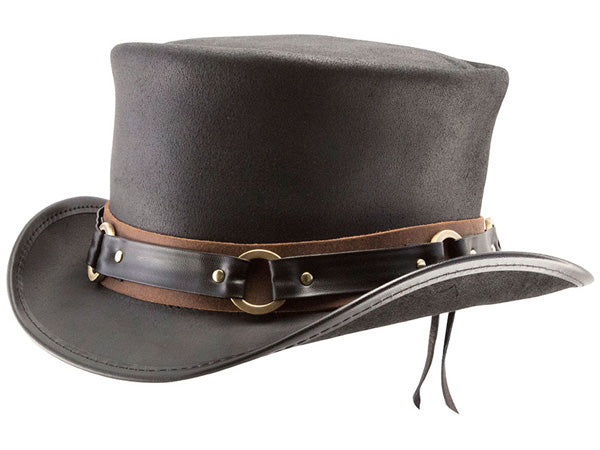 leather dress hats Men's leather hat cap narrow visor jazz borsalino brown leather New York
