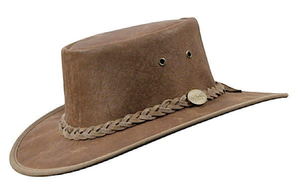 Barmah Stonewash Squashy Kangaroo Leather Hat: Ironstone, M