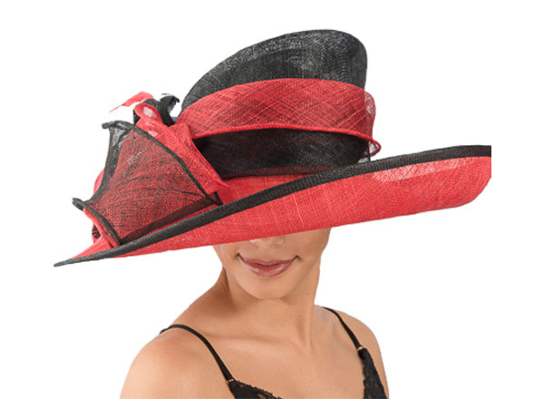 Gretta Wide Brim Sinamay Hat Red