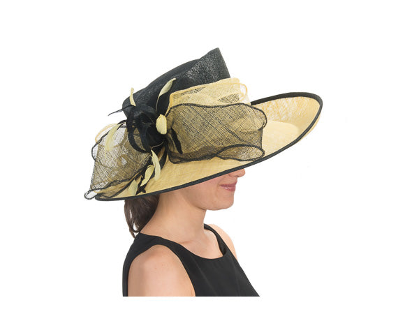 Gretta Wide Brim Sinamay Hat Yellow