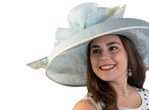 Alysia Wide Brim Sinamay Hat Ice Blue