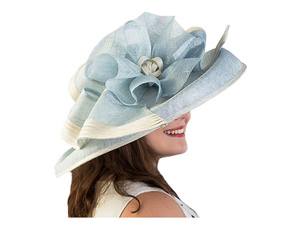 Alysia Wide Brim Sinamay Hat Ice Blue