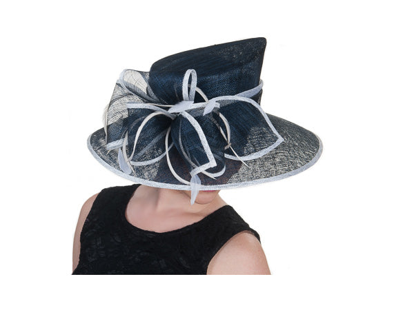 Brittany Pointed Crown Hat Navy and White