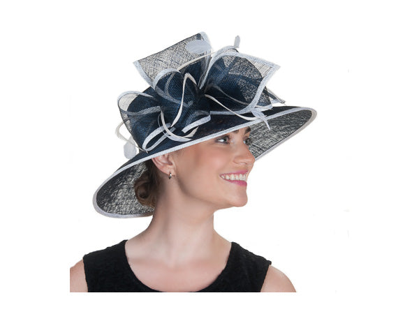 Brittany Pointed Crown Hat Navy and White