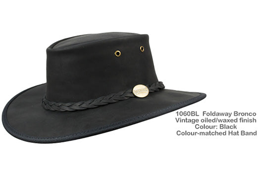 Barmah Foldaway Bronco Australian Leather Hat