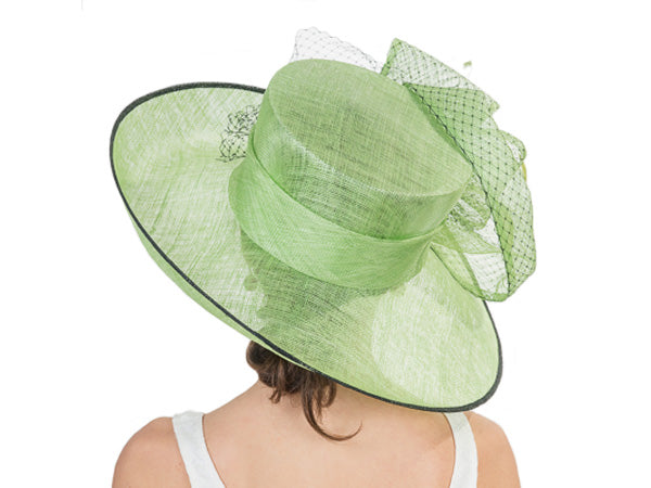 Irene Wide Brim Sinamay Hat Lime