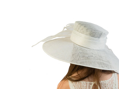 Rebecca Wide Brim Lampshade Hat White
