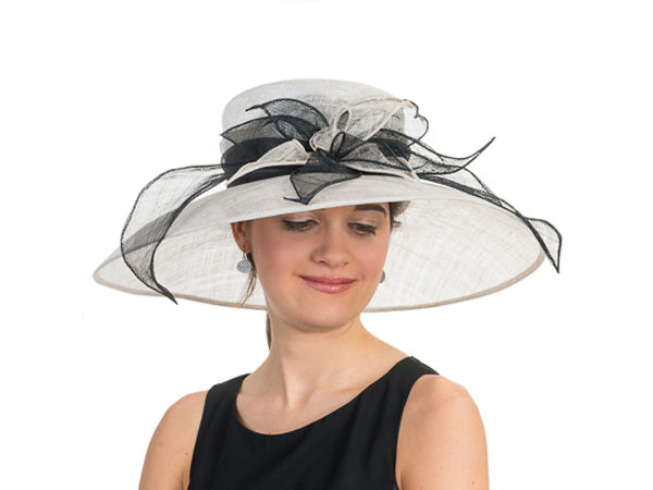 Rebecca Wide Brim Lampshade Hat Silver