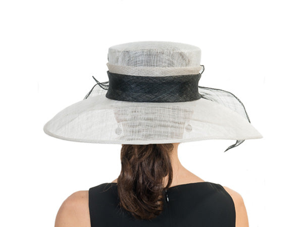 Rebecca Wide Brim Lampshade Hat Silver – aztex-hats