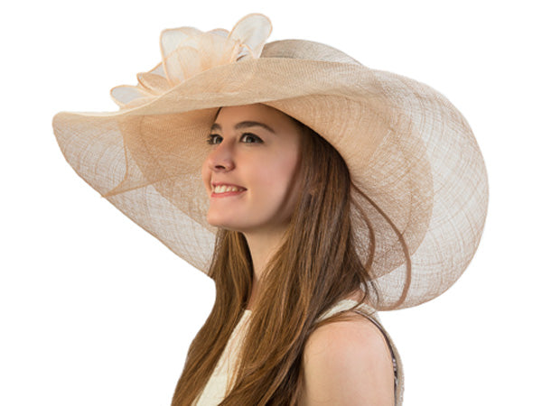 Regina Wide Brim Floppy Sinamay Hat Pearl