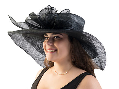 Regina Wide Brim Floppy Sinamay Hat Black