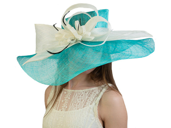 Odessa Wide Brim Floppy Sinimay Hat Turquoise