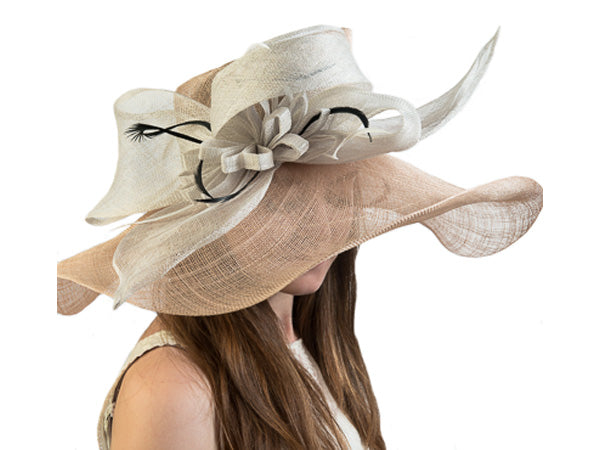 Odessa Wide Brim Floppy Sinimay Hat Tan