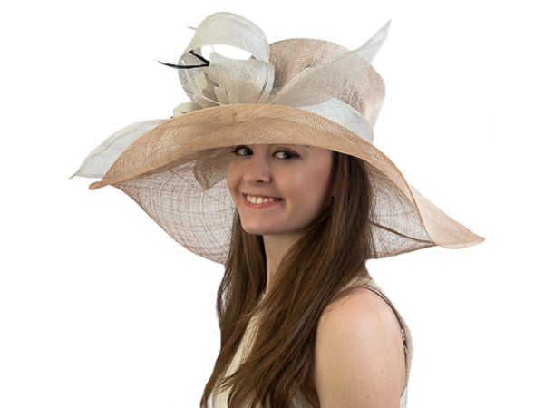 Odessa Wide Brim Floppy Sinimay Hat Tan