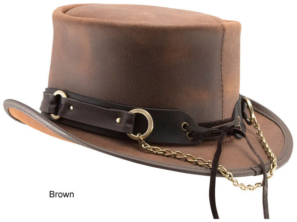 Top Hat // Steampunk Hat // Leather Hat // Cosplay Pistoleros Gold Hunter Standard Leather Top Hat 2 Tones shops