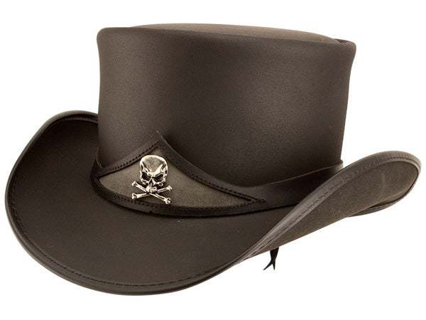 Head n Home Pale Rider Leather Top Hat - Skull Band 2X