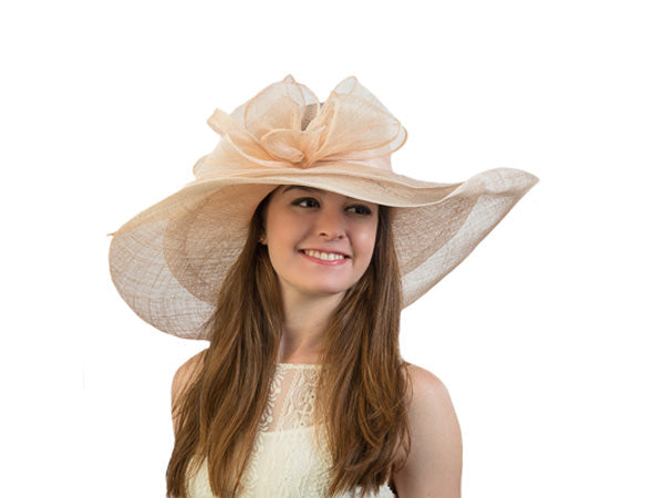 Regina Wide Brim Floppy Sinamay Hat Pearl