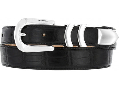 Catera Croc Print Leather Belt for Men Black