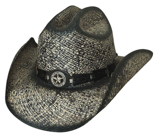 Bullhide Star Central Straw Cowboy Hat Black
