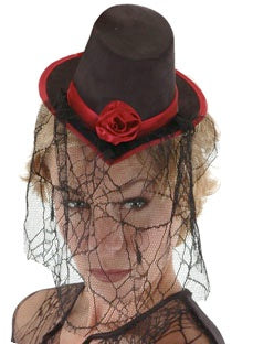 Mini Victorian Top Hat Black/Red