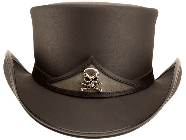 Head n Home Pale Rider Leather Top Hat - Skull Band 2X