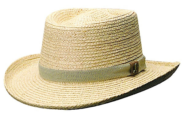 Scala Raffia Narrow Braid Gambler Hat