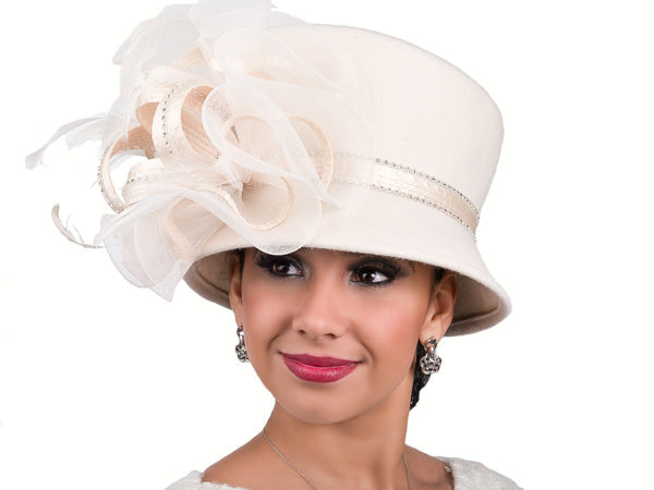 Ellie Wool Felt Ladies Dress Hat: Grape, M