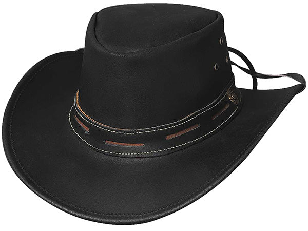 Bullhide Maitland Leather Outback Hat Black