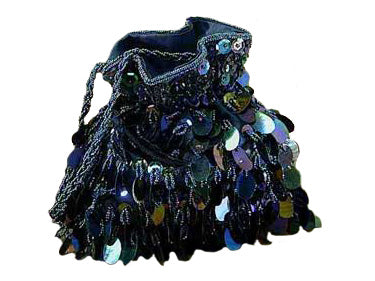 Black Iridescent Beaded Evening Handbag